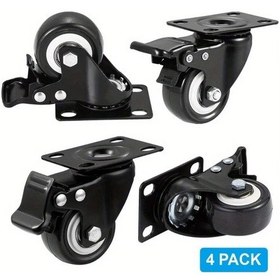 Resim Dashanshop 4 Adet 2" Ağır Hizmat Frenli Döküm Tahra Polyüretan Tekerlek Seti 