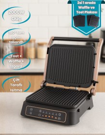 Resim ozbience Çift fonksiyonlu ızgara ve waffle makinesi, pratik ve şık tasarım 