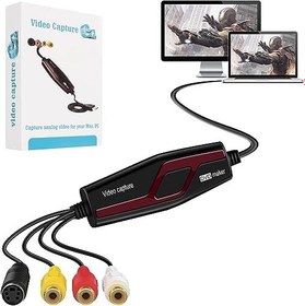 Resim Video Yakalama Kartı USB 2.0, RCA - USB Video Yakalama Cihazı, Mac OS X Windows 7 8 10 PC, One Touch VCR TV'den DVD'ye Dijital Dosyaları Kaydetmek için Dijital Video Dönüştürücü 