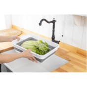 Resim Katlanabilir Dikdörtgen Bulaşık Sepeti, 4 Litre Çok Amaçlı Katlanabilir Dikdörtgen Sepet, Katlanır Bulaşık ve Çamaşır Sepeti 20CM*27CM*8CM 