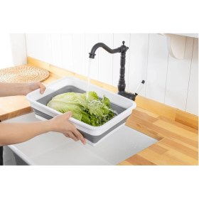 Resim Katlanabilir Dikdörtgen Bulaşık Sepeti, 4 Litre Çok Amaçlı Katlanabilir Dikdörtgen Sepet, Katlanır Bulaşık ve Çamaşır Sepeti 20CM*27CM*8CM 