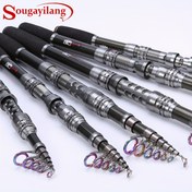 Resim Sougayilang Teleskopik & Taşınabilir Balıkçılık Kamışı, Hafif 24 Ton Karbon Fiber, Tuzlu Su için Metal Makaralı Olta 