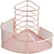 Resim Ganzhoushop Zarif Gül Altın Örgü Kalemlik Üçgen Şekilli Metal Kırtasiye Saklama Tutucu 3 Bölmeli Ofis Ev Schrose Altın 