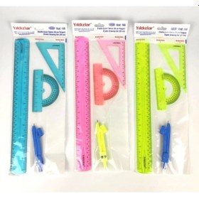 Resim Elastik Çizim Takımı 30 Cm Pergelli Çok Renkli 