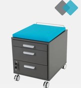Resim Creo Mobili Ergonomik Çocuk Kesonu, Çekmeceli ve Oturulabilir - Taşıma kap. 100kg, Antrasit/Mavi - Vega 