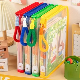Resim 4 Adet A4 Fermuarlı Şeffaf Dosya Çantası - Belgeler, Sınav Kağıtları ve Ders Kitapları İçin 