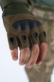 Resim Combat Tactical Outdoor Kesik Parmaksız Eldiven Asker Polis Dağcı Sporcu Bisikletçi Kemik Eldiveni - 