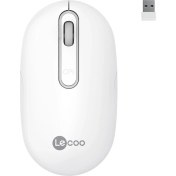 Resim Lecoo WS207 Şarj Edilebilir Kablosuz 1600DPI 4 Tuşlu Sessiz Kompakt Optik Mouse Beyaz 