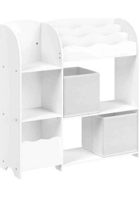 Resim Çocuk Kitaplığı Oyuncak Düzenleyici Beyaz 