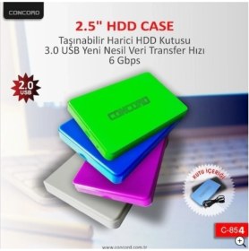 Resim Concord C-854 USB 2.0 USB Harici HDD Harddisk Kutusu 2.5'' 