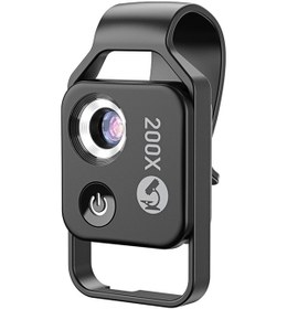 Resim Springsun 200x Mini Telefon Mikroskobu Lens - Led Işık Ve 2 Parlaklık Seviyesi - Bitki, Böcek, Mükemmelat Ve Elektronik Testi İçin - Siyah Usb Şarjlı 