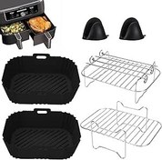 Resim Smlntbu Dual Zone sıcak hava fritözü aksesuarı, Airfryer aksesuar seti, silikon kalıplı, tencere, Ninja AF300EU 7,6L, COSORI 8,5L, Cookwise Devology Cecotec 9L, Balter Innsky CHEFREE 8 l çift fritözler ile 