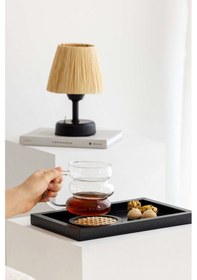 Resim Siyah Mini Dikdörtgen Model Dekorasyon Düzenleyici Ahşap Tepsi 29x19cm 