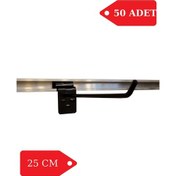 Resim 50 Adet 25 cm Kanallı Pano Kancası Raf Askısı Siyah 