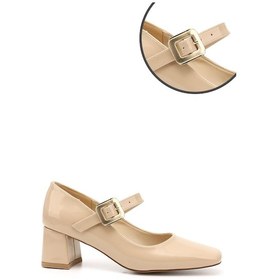 Resim Gönderi R Ten Rugan Küt Burun Kare Ökçe Mary Jane Ayakkabı Ten Rugan 