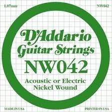Resim D'Addario NW042 Nickel Wound Elektro ve Akustik Gitar Tek Tel (42) 