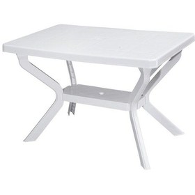 Resim Omnipazar Mt-gf240 Prima Roccia Plastik Dikdörtgen Bahçe Balkon Masa 70x110 Cm Beyaz 