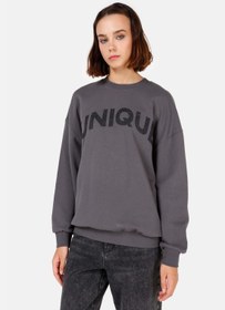 Resim Comfort Fit Yuvarlak Yaka Kadın Antrasit Sweatshirt 