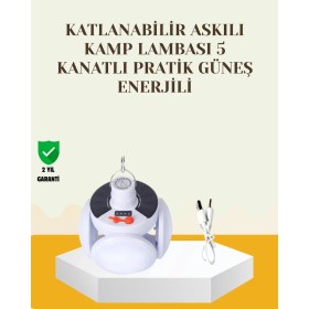 Resim Eco Lounge Güneş Paneliyle Şarj Olan Katlanabilir LED Çadır Lambası - 5 Kademeli Aydınlatma 