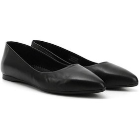 Resim Gönderi R Siyah Sivri Burun Düz Taban Hakiki Deri Babet Siyah 