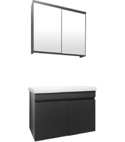 Resim Üsküp 100 Cm Antrasit Banyo Dolabi Takim Mdflam Antrasit 