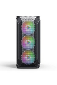 Resim PowerBoost VK-P1882B Mesh Panel 4x12 CM Fanlı ATX Bilgisayar Kasası 