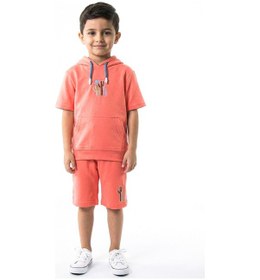 Resim Xo Kids Erkek Çocuk Yazlık 2li Alt Üst Takım Tişort + Şort 2-7 Yaş 3221 Coral 