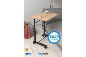 Resim Depolife Eğim Yükseklik Ayarlı 50X70 Laptop Sehpası Ders Bilgisayar Çalışma Masası Metal Ayak Tekerlekli 