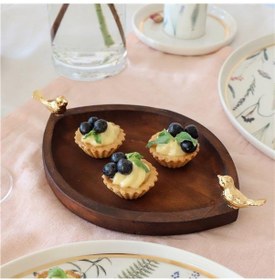 Resim Akayev Ahşap Göz 20 cm Altın Kuş Sunum Tabağı 