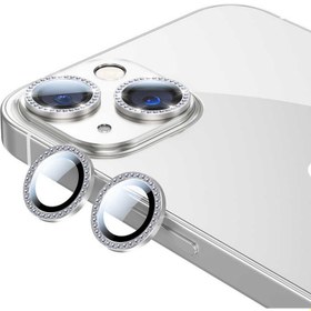 Resim Bilişim Aksesuar Apple iPhone 13 Mini Uyumlu Gri Swarovski Taşlı Kamera Lensi Koruma 