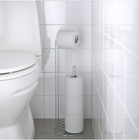 Resim IKEA Tuvalet Kağıtlığı 17x17x56 Cm Tuvalet Kağıdı Standı Paslanmaz Çelik Kağıtlık Kaliteli Ikea 