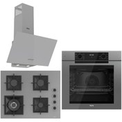 Resim Ferre Grey FryArt 3 lü Ankastre Set ( QEP63CPR - SC408-WFA - D088 ) 65 cm Wok Bek Ocak 