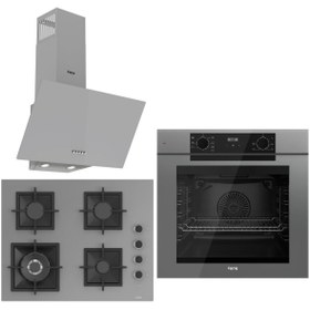 Resim Ferre Grey FryArt 3 lü Ankastre Set ( QEP63CPR - SC408-WFA - D088 ) 65 cm Wok Bek Ocak 