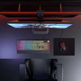 Resim Rampage KM-9858 JAZZY V2 RGB Aydınlatmalı Gaming Oyuncu Klavye Mouse Set, Siyah, USB, 12800 DPI 