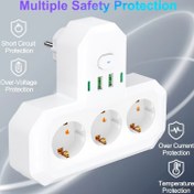 Resim 2025 Yeni Güç Prizi/Şerit Fiş, 3 Çıkışlı ve 2 USB-A/Type-C Portlu, Otomatik Kısa Devre Korumalı, Ev, Ofis, Mutfak, Garaj, Dış Mekan için Uygun 