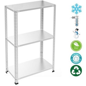 Resim 3 Katlı Paslanmaz Krom Akvaryum Rafı -304 Kalite - Inox Soğuk Oda Rafı, Buzhane Rafı Gri 