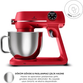Resim Karaca Multichef Artisan Digital Ekran 7 Litre Döküm Stand Mikser Kırmızı 1800W 