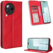 Resim Xiaomi Civi 3 Manyetik Toka Retro Doku Deri Telefon Kılıfı İçin 