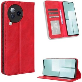 Resim Xiaomi Civi 3 Manyetik Toka Retro Doku Deri Telefon Kılıfı İçin 