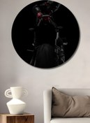 Resim Teona Ahşap Motosiklet Şövalyesi Dekoratif Ahşap MDF Yuvarlak Ev,İş Yeri Duvar Tablo 