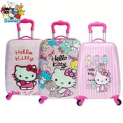 Resim Sanrio 18 İnç Bavul - Sevimli ve Dayanıklı Seyahat Çantası, Karikatür Kedi Desenli, Okula Dönüş Sezonu İçin Mükemmel Tatil Hediyesi, Taşınabilir El Bagajı 