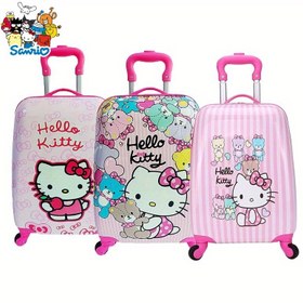 Resim Sanrio 18 İnç Bavul - Sevimli ve Dayanıklı Seyahat Çantası, Karikatür Kedi Desenli, Okula Dönüş Sezonu İçin Mükemmel Tatil Hediyesi, Taşınabilir El Bagajı 