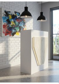 Resim Resital Ledli Karşılama Bankosu G-90 Cm Ofis Kasa Resepsiyon Masası Banko-001-1-8 