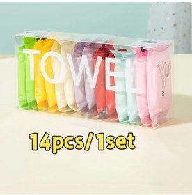 Resim Hightower 14 Parça Portatif Seyahat Havlusu Seti Renkli Hijyenik Yüz Vücut Temizlik 