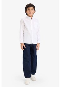 Resim DeFacto Erkek Çocuk Polo Yaka Oxford Uzun Kollu Basic Düz Gömlek W3215A625SMWT34 