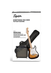 Resim Squier 0371720603 Sonic Stratocaster Elektro Gitar Seti 2-color Sunburst Frontman 10g Amfi Kılıf Ve Aksesuarlar Dahil Paket 