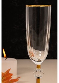 Resim Mest Emora 6 Adet Ayaklı Gold Kahve Yanı Su Bardağı Takımı - 150 Cc Şıklık Ve Zarafet Gold 