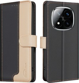Resim İçin Xiaomi Redmi Note 14 Pro+ 5g/ Note 14 Pro 5g/ Poco X7 5g Deri Kılıf Ekleme Renkli Rfıd Engelleme - Siyah Siyah 