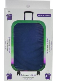 Resim Büyük Boy Lacivert Valiz Kılıfı, Bavul Kılıfı, Valiz & Bavul Koruyucu Çok Renkli 