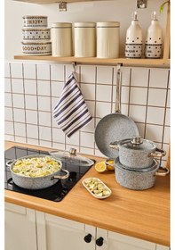 Resim Karaca Biogranit Nare 7 Parça Tencere Seti Mavi 